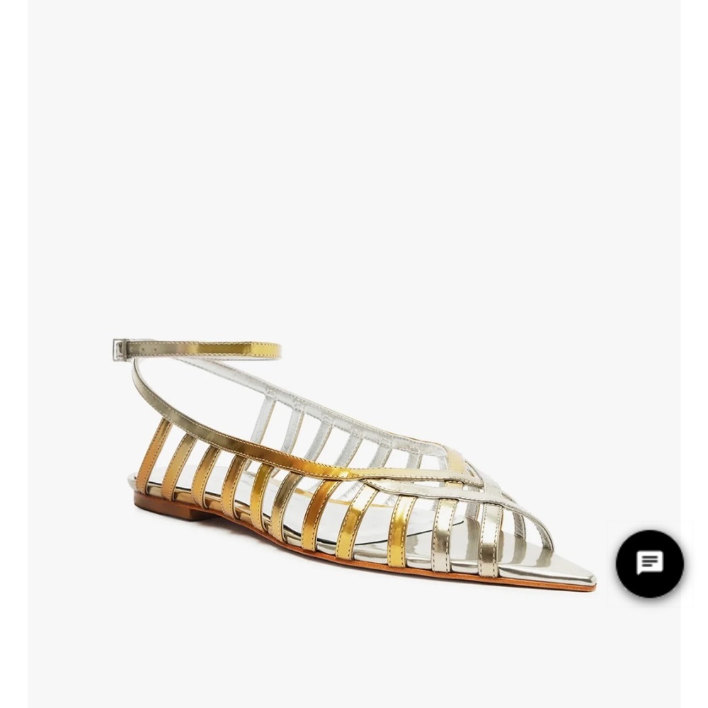 Schutz NWT pointed flat sandals 7.5 metallic
